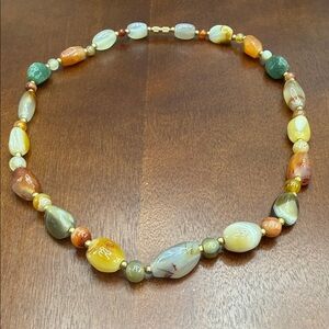 multi-color natural agate quarts stone beaded necklace